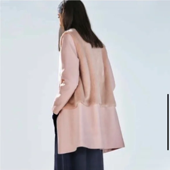 Zara Pink Fur Wool Coat NEW